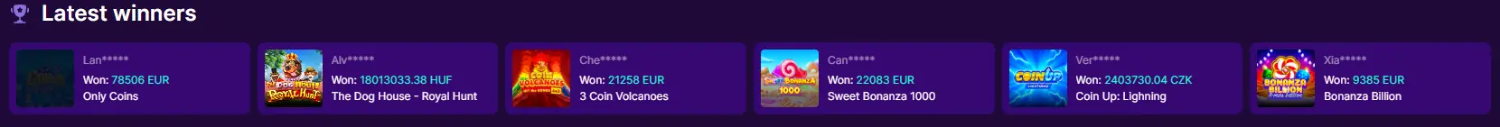 Sekabet online casino Kazananlar
